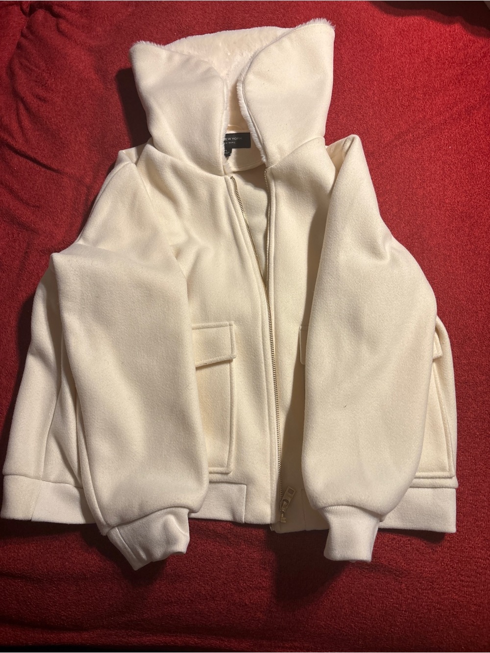 Marc New York Soft Cream Hooded Jacket - Soft Fleece Zip-Up size Large.